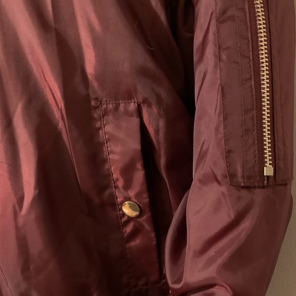 NWOT Bomber flight jacket coat in burgundy new - Picture 3 of 7